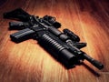The Black Rifle On The Floor Royalty Free Stock Photo