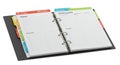 A black ring binder notebook is open, displaying pages designed for project Royalty Free Stock Photo