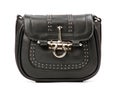 Black rivet bag over white