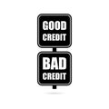 Black road sign with bad credit good credit words icon or logo