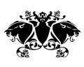 Black roaring panther heraldic coat of arms vector emblem