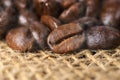 black roasted arabica coffee beans Royalty Free Stock Photo