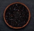 Black Roasted Coffee Beans on Dark Background