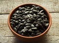 Black roasted sunflower seeds. Royalty Free Stock Photo