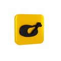 Black Roasted turkey or chicken icon isolated on transparent background. Yellow square button.