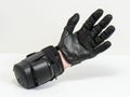 Black robot gloves designed for improved grip and control. Royalty Free Stock Photo