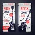 Vector illustration black rock concert ticket design template with black guitar and cool grunge effects in the background Royalty Free Stock Photo