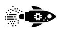 Black Rocket Icon with Digital Data Trail Vector, vector design Generative AI Royalty Free Stock Photo