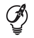 Black Rocket Lamp Idea Logo Vector Design Symbol Icon Royalty Free Stock Photo