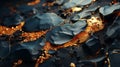 Black rocks with gold veins