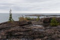 Black Rocks of Presque Isle Park, Marquette, Michigan, USA Royalty Free Stock Photo