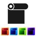 Black Roll of paper icon isolated on white background. Set icons in color square buttons. Vector Royalty Free Stock Photo