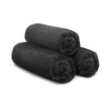 Black rolled fluffy terry towels