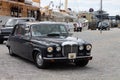 Black Rolls Royce near Navy ship with danish royal family member at the docks of Helsingor, Denmark
