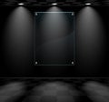 Black room with glass placeholder Royalty Free Stock Photo