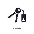 black room key isolated vector icon. simple element illustration from hotel concept vector icons. room key editable logo symbol Royalty Free Stock Photo