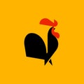 Black rooster flat style vector logo template or icon