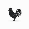 Black Rooster Icon: Monochromatic Graphic Design With Playful Character