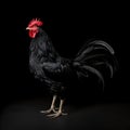 Black rooster isolated on black background