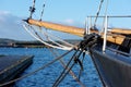 Black ropes on ship