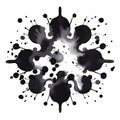Black Rorschach inkblot with interesting shape on a white background.
