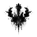 Black Rorschach inkblot with interesting shape on a white background.