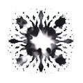 Black Rorschach inkblot with interesting shape on a white background.