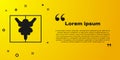 Black Rorschach test icon isolated on yellow background. Psycho diagnostic inkblot test Rorschach. Vector