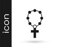 Black Rosary beads religion icon isolated on white background. Vector Royalty Free Stock Photo