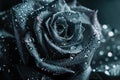 Black rose with drops of water close-up image Royalty Free Stock Photo