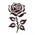 Bold Stencil Rose Silhouette Vector - Minimalistic Black And White Design