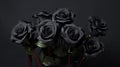 Black roses on a black background. 3d render. Close-up. Generative AI