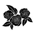 Black roses illustration, tattoo on white background, vector