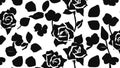 Black roses and leaves irregularly arranged creative background design