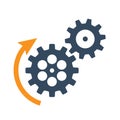 Black rotating cogwheels icon. Flat design vector element. Royalty Free Stock Photo