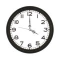 Black round analog wall clock isolated on white background. Royalty Free Stock Photo