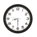 Black round analog wall clock isolated on white background. Royalty Free Stock Photo