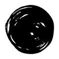 Black round button. Hand painted ink blob. Grunge post Stamps Collection. Hand drawn grunge circle. Graphic design element for web Royalty Free Stock Photo