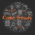 Black round Case Study concept on black chalkboard Royalty Free Stock Photo