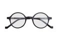 Black round frame eyeglasses, Myopia, presbyopia eye glasses isolated cutout on white background