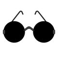 Black round glasses for the blind on white background. Glasses with black lenses round shape with temples, frame. Royalty Free Stock Photo