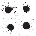 Black round ink blots with splatter isolated on white background Royalty Free Stock Photo