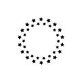 Black round label with shabby handdrawn stars. Best, award, winner prize wreath on white background