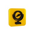 Black Round makeup mirror icon isolated on transparent background. Yellow square button. Royalty Free Stock Photo