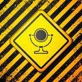 Black Round makeup mirror icon isolated on yellow background. Warning sign. Vector Royalty Free Stock Photo