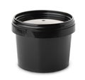 Black round plastic container