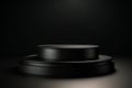 Black round podium on black background. Mock up, 3D Rendering for product presentation Ai Generative