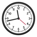 Black Wall Clock Flat Icon Isolated on White Royalty Free Stock Photo