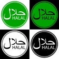 Black rounded sign Halal not allowed to eat and drink for islam