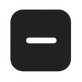 A black, rounded square button with a white, horizontal minus sign centered in the Royalty Free Stock Photo